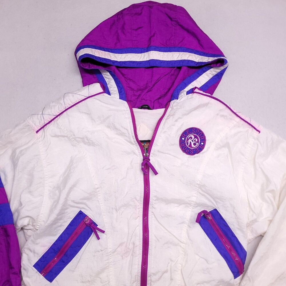 Resport Casual Long Sleeve Zip Up Hoodie Womens Size Medium M White